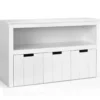 Aufbewahrungsschrank mit Schubladen Holz-Kinderschrank mit Rädern 101 x 33 x 62cm Weiß