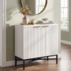 Aufbewahrungsschrank Sideboard aus Holz mit Geriffelten Türen & Robustem Metallgestell Weiß