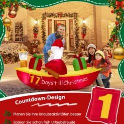 Aufblasbare Deko Weihnachten Countdown Weihnachtsmann im Ruderboot Weihnachtsdekoration