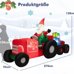 Aufblasbare Festtagsdekoration Weihnachtsmann mit eingebauten hellen LED-Leuchten 270 x 95 x 150 cm
