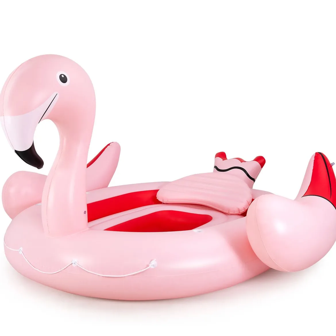 Aufblasbare Flamingo-Schwimminsel Riesen Badeinsel mit Schwimmring Luftpumpe 308 x 320 x 175 cm Rosa