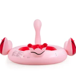 Aufblasbare Flamingo-Schwimminsel Riesen Badeinsel mit Schwimmring Luftpumpe 308 x 320 x 175 cm Rosa