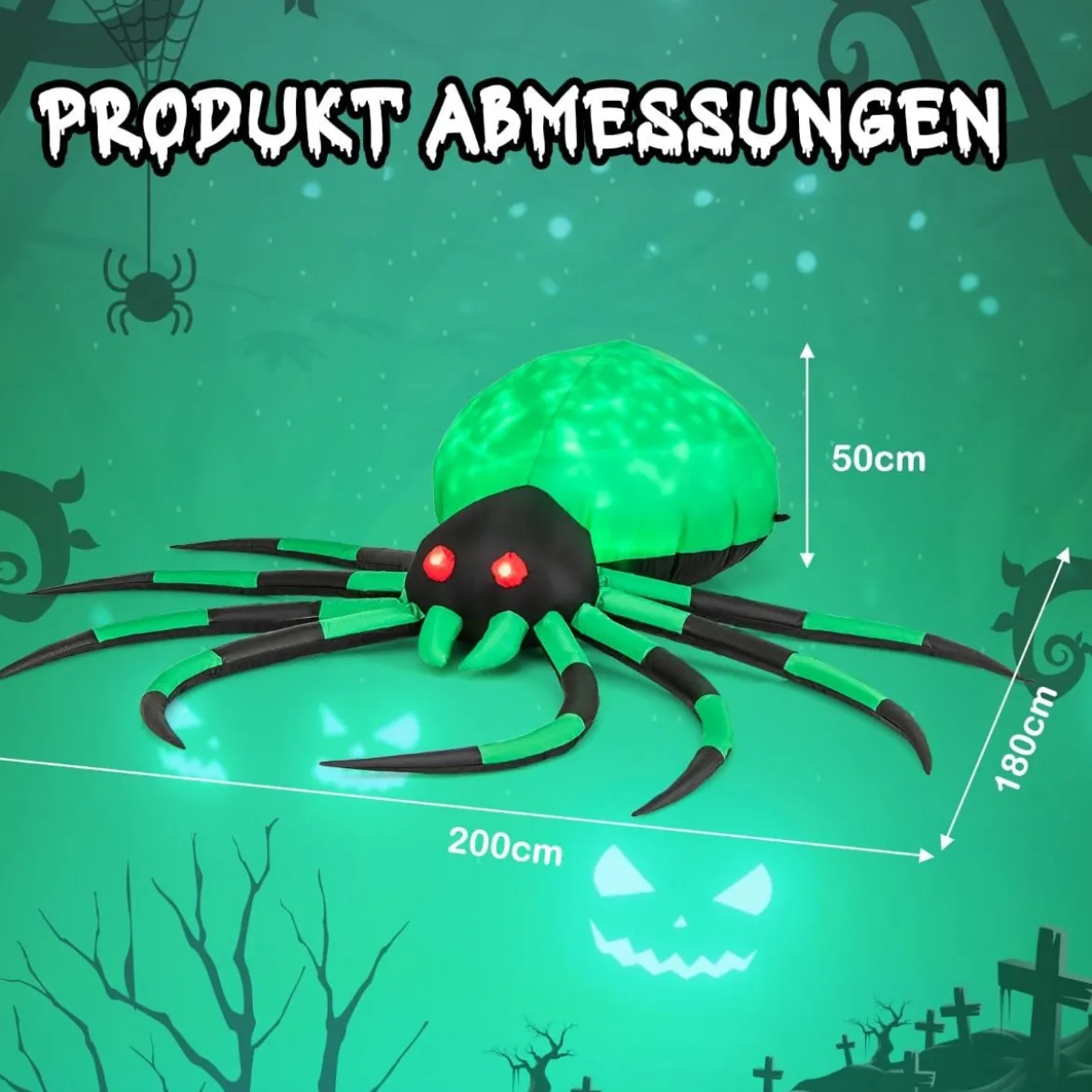 Aufblasbare Halloween-Spinne mit Rotierendem LED-Lichter Gruselige Spinnendekoration