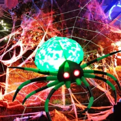 Aufblasbare Halloween-Spinne mit Spinnennetz Spinne mit Rotierendem LED-Licht