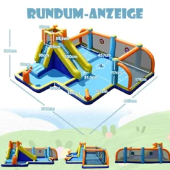 Aufblasbare Hüpfburg mit Gebläse Riesige Aufblasbare Wasserrutsche im Fußball Design Bunt