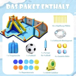 Aufblasbare Hüpfburg mit Gebläse Riesige Aufblasbare Wasserrutsche im Fußball Design Bunt