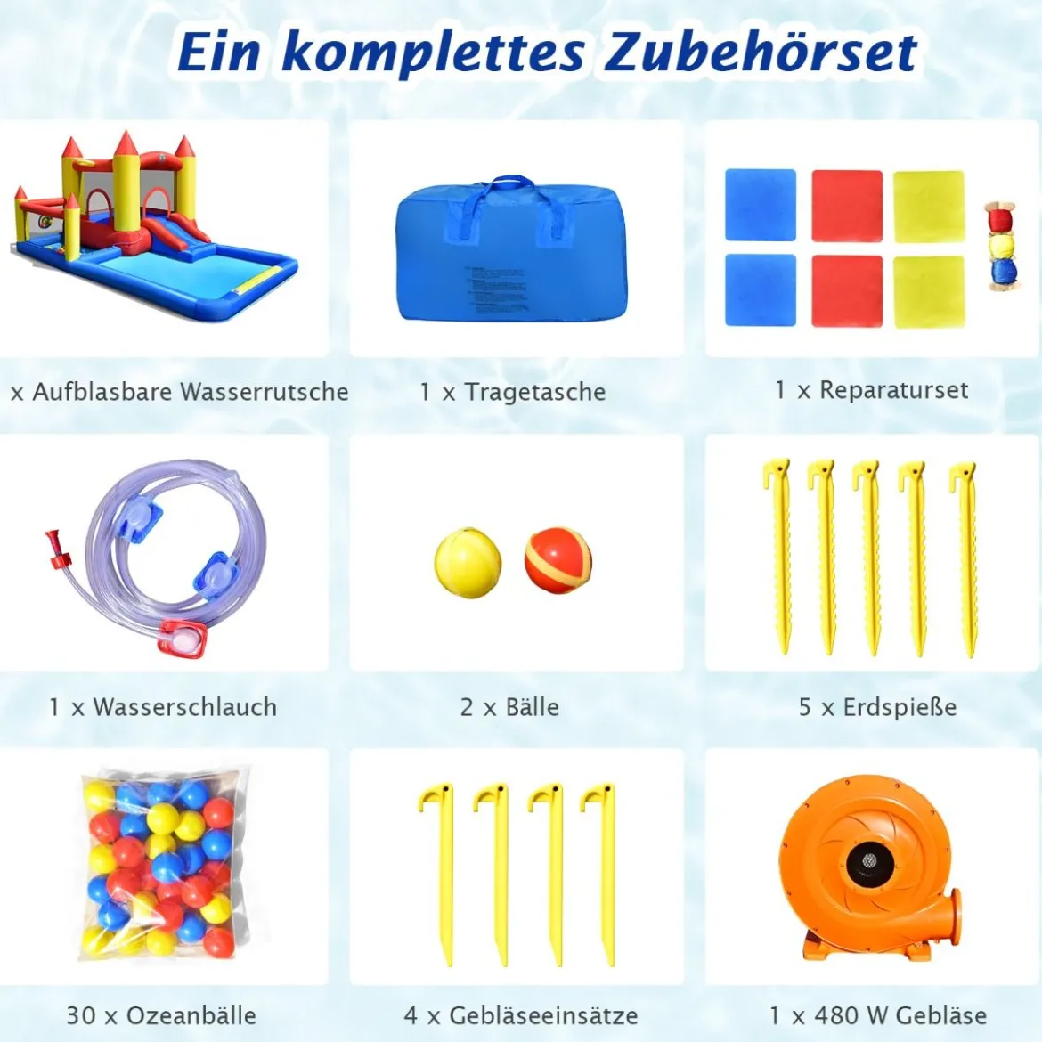 Aufblasbare Hüpfburg mit Gebläse & Rutsche & Bällebad & Basketball-Ring & Planschbecken