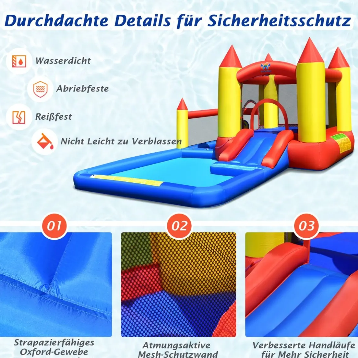Aufblasbare Hüpfburg mit Gebläse & Rutsche & Bällebad & Basketball-Ring & Planschbecken