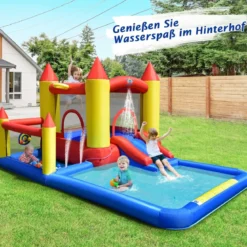 Aufblasbare Hüpfburg mit Gebläse & Rutsche & Bällebad & Basketball-Ring & Planschbecken