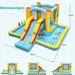 Aufblasbare Hüpfburg mit Rutsche & Tunnel & Basketballkorb & Ringwurfspiel Riesenschloss