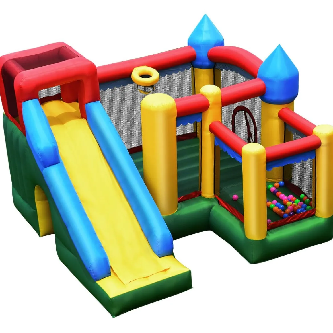 Aufblasbare Hüpfburg mit Rutsche Kinder Hüpfschloss Spielburg Outdoor 324 x 315 x 221 cm Bunt