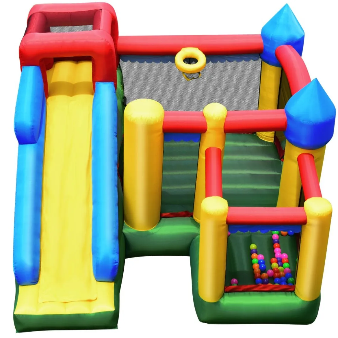 Aufblasbare Hüpfburg mit Rutsche Kinder Hüpfschloss Spielburg Outdoor 324 x 315 x 221 cm Bunt