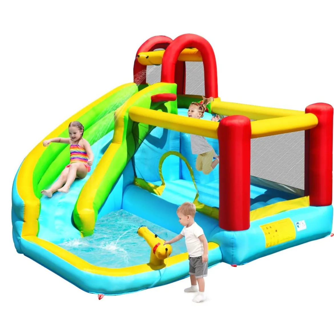 Aufblasbare Hüpfburg mit Rutsche Sprungbereich Springburg Spielpool 320 x 305 x 213 cm