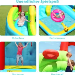 Aufblasbare Hüpfburg mit Rutsche Sprungbereich Springburg Spielpool 320 x 305 x 213 cm