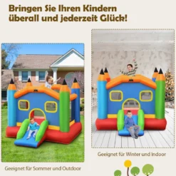 Aufblasbare Hüpfburg mit Rutsche Springburg Aufblasbares Trampolin Spielburg Outdoor 273x273x228cm
