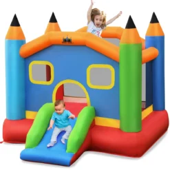 Aufblasbare Hüpfburg mit Rutsche Springburg Aufblasbares Trampolin Spielburg Outdoor 273x273x228cm