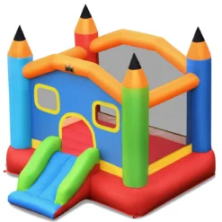 Aufblasbare Hüpfburg mit Rutsche Springburg Aufblasbares Trampolin Spielburg Outdoor 273x273x228cm