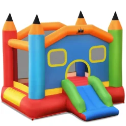 Aufblasbare Hüpfburg mit Rutsche Springburg Aufblasbares Trampolin Spielburg Outdoor 273x273x228cm