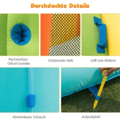 Aufblasbare Hüpfburg mit 450W Gebläse Wasserspielcenter Hüpfburg für Kinder 400 x 300 x 265 cm Bunt