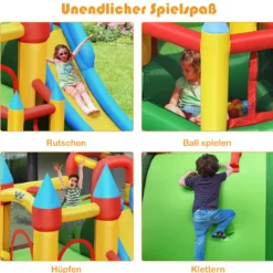Aufblasbare Hüpfburg mit 780W Luftgebläse 2 Rutschen Hüpfburg für Kinder 330 x 300 x 210 cm Bunt
