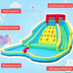 Aufblasbare Hüpfburg mit Zwei Wasserrutschen Kletterwand 452 x 366 x 229 cm (nur Hüpfburg)