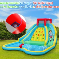 Aufblasbare Hüpfburg mit Zwei Wasserrutschen Kletterwand 452 x 366 x 229 cm (nur Hüpfburg)
