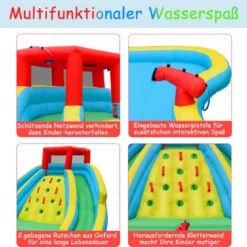 Aufblasbare Hüpfburg mit Zwei Wasserrutschen Kletterwand 452 x 366 x 229 cm (nur Hüpfburg)