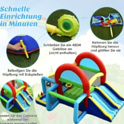 aufblasbare Hüpfburg Springburg mit Doppelrutschen Outdoor Bunt