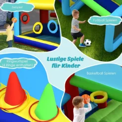 aufblasbare Hüpfburg Springburg mit Doppelrutschen Outdoor Bunt