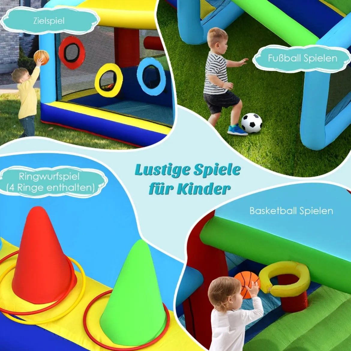 aufblasbare Hüpfburg Springburg mit Doppelrutschen Outdoor Bunt