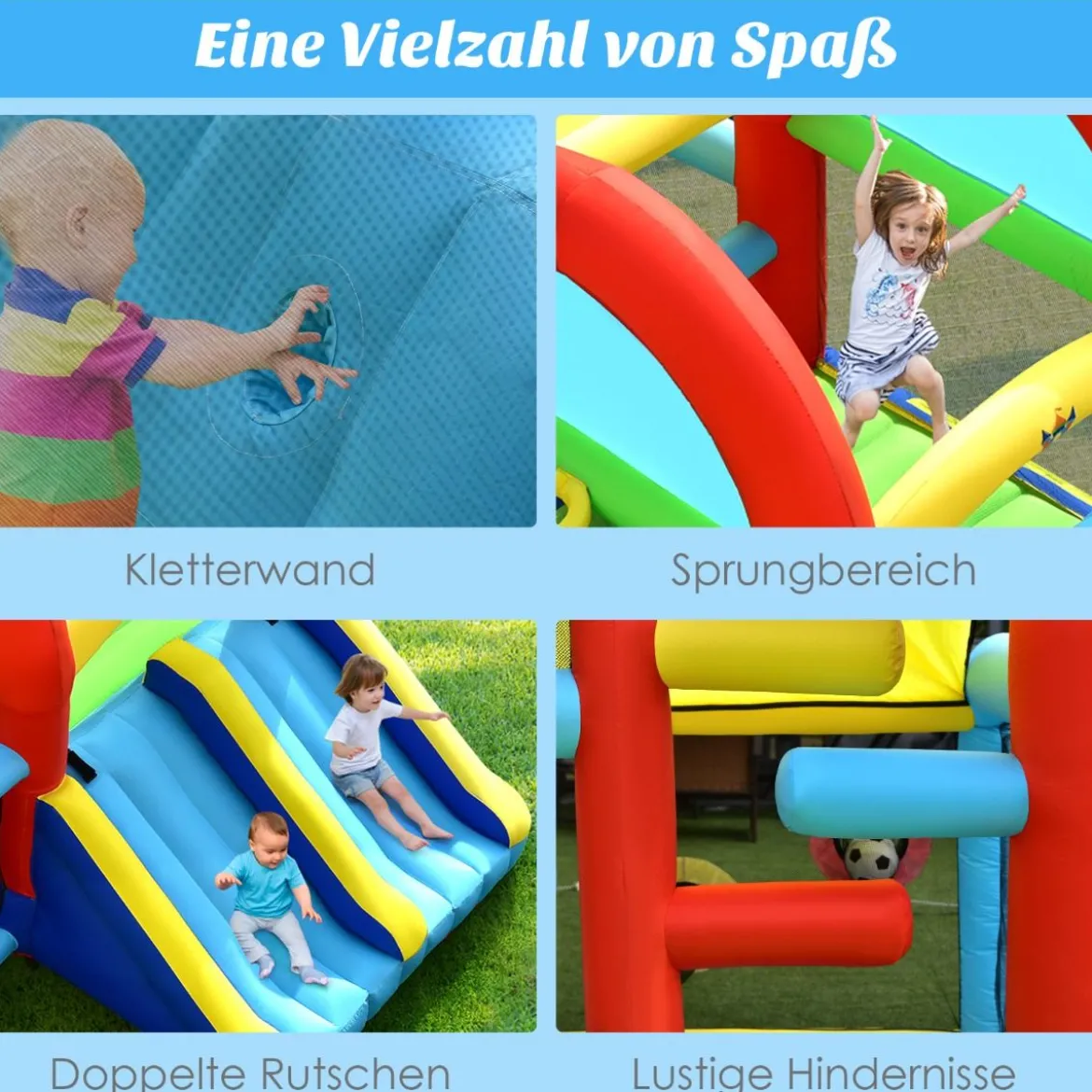 aufblasbare Hüpfburg Springburg mit Doppelrutschen Outdoor Bunt