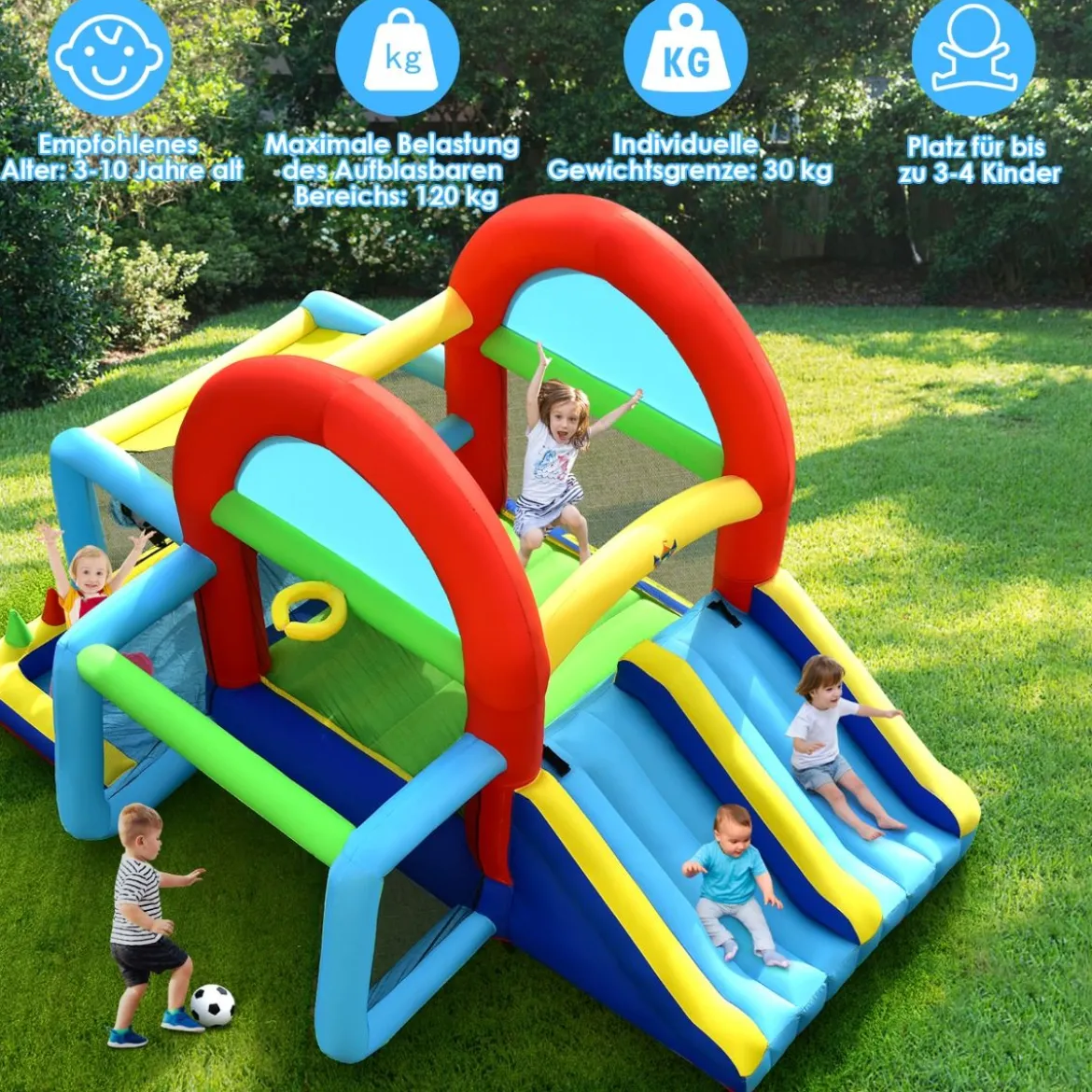 aufblasbare Hüpfburg Springburg mit Doppelrutschen Outdoor Bunt