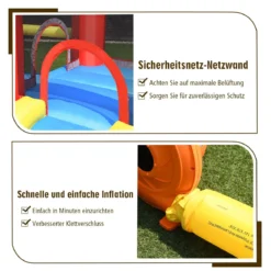 Aufblasbare Hüpfburg +450W Gebläse mit Rutsche Ozeanbälle 350 x 275 x 196 cm Bunt