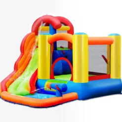 Aufblasbare Hüpfburg + 450W Gebläse mit Wasserrutsche Hüpfschloss Spielpool 274 x 320 x 213 cm Bunt