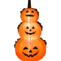 180 Aufblasbarer Halloween Kürbis 3 Stapel Kürbis mit LED-Innenbeleuchtung