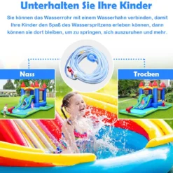 Aufblasbarer Hüpfburg Wasserrutschen-Park mit Gebläse hochwertiger Oxford-Stoff 480 x 280 x 230 cm Bunt