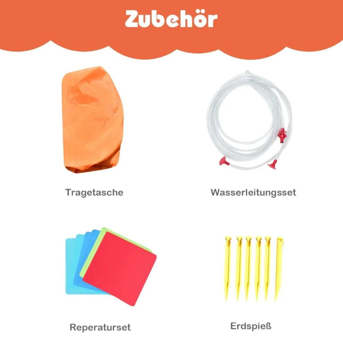 Aufblasbarer Hüpfburg-Wasserrutschen-Park Spielpool Rutsche 470 x 120 x 242 cm Grün + Rot + Gelb