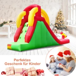 Aufblasbarer Hüpfburg-Wasserrutschen-Park Spielpool Rutsche 470 x 120 x 242 cm Grün + Rot + Gelb