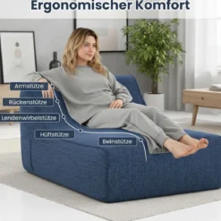 Aufblasbarer Lounge-Sessel ergonomisches aufblasbares Lazy Sofa mit abnehmbarem Bezug Blau