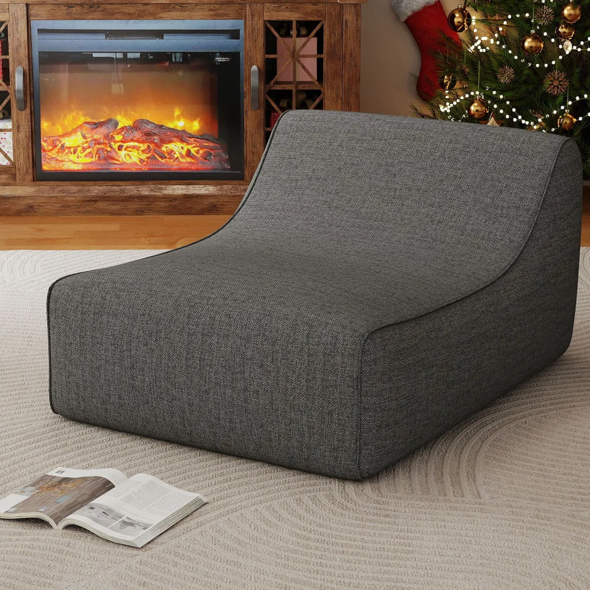Aufblasbarer Lounge-Sessel ergonomisches aufblasbares Lazy Sofa mit abnehmbarem Bezug Grau