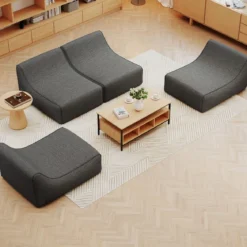 Aufblasbarer Lounge-Sessel ergonomisches aufblasbares Lazy Sofa mit abnehmbarem Bezug Grau