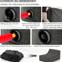 Aufblasbarer Lounge-Sessel ergonomisches aufblasbares Lazy Sofa mit abnehmbarem Bezug Grau