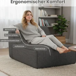 Aufblasbarer Lounge-Sessel ergonomisches aufblasbares Lazy Sofa mit abnehmbarem Bezug Grau