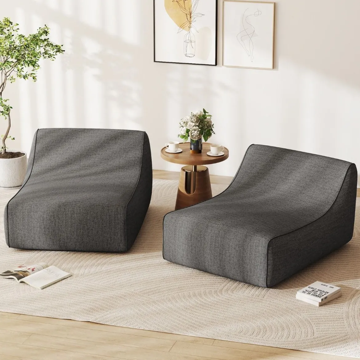 Aufblasbarer Lounge-Sessel ergonomisches aufblasbares Lazy Sofa mit abnehmbarem Bezug Grau