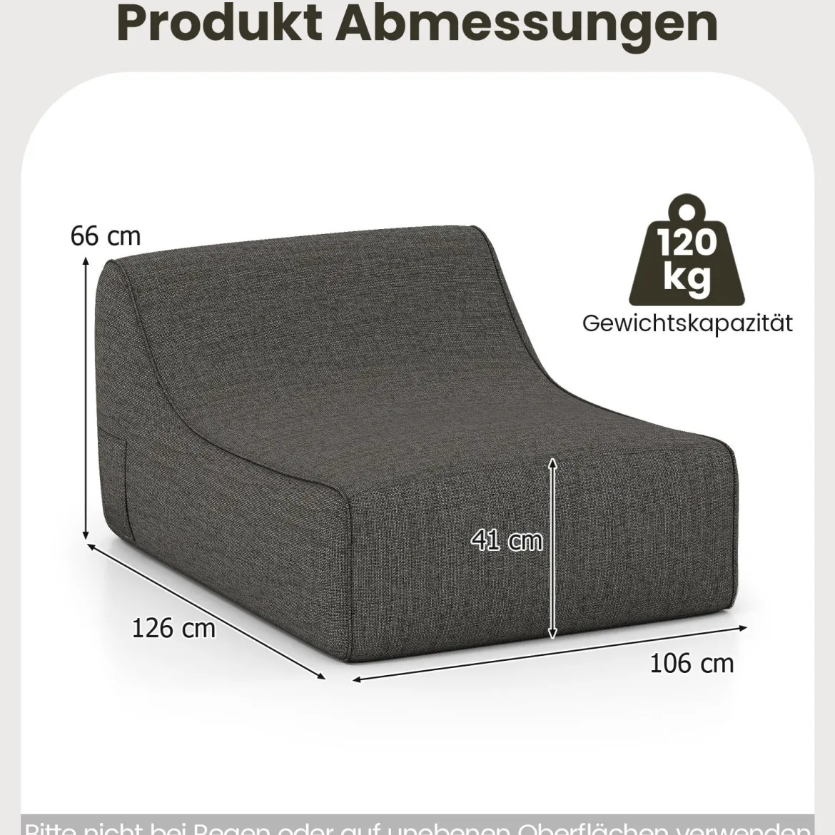 Aufblasbarer Lounge-Sessel ergonomisches aufblasbares Lazy Sofa mit abnehmbarem Bezug Grau