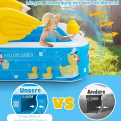 Aufblasbarer Pool mit Luftpumpe Planschbecken Schwimmbecken 245 x 172 x 50 cm Blau