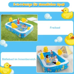 Aufblasbarer Pool mit Luftpumpe Planschbecken Schwimmbecken 245 x 172 x 50 cm Blau