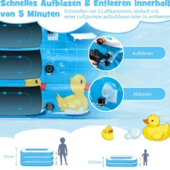 Aufblasbarer Pool mit Luftpumpe Planschbecken Schwimmbecken 245 x 172 x 50 cm Blau