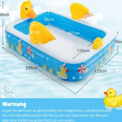 Aufblasbarer Pool mit Luftpumpe Planschbecken Schwimmbecken 245 x 172 x 50 cm Blau