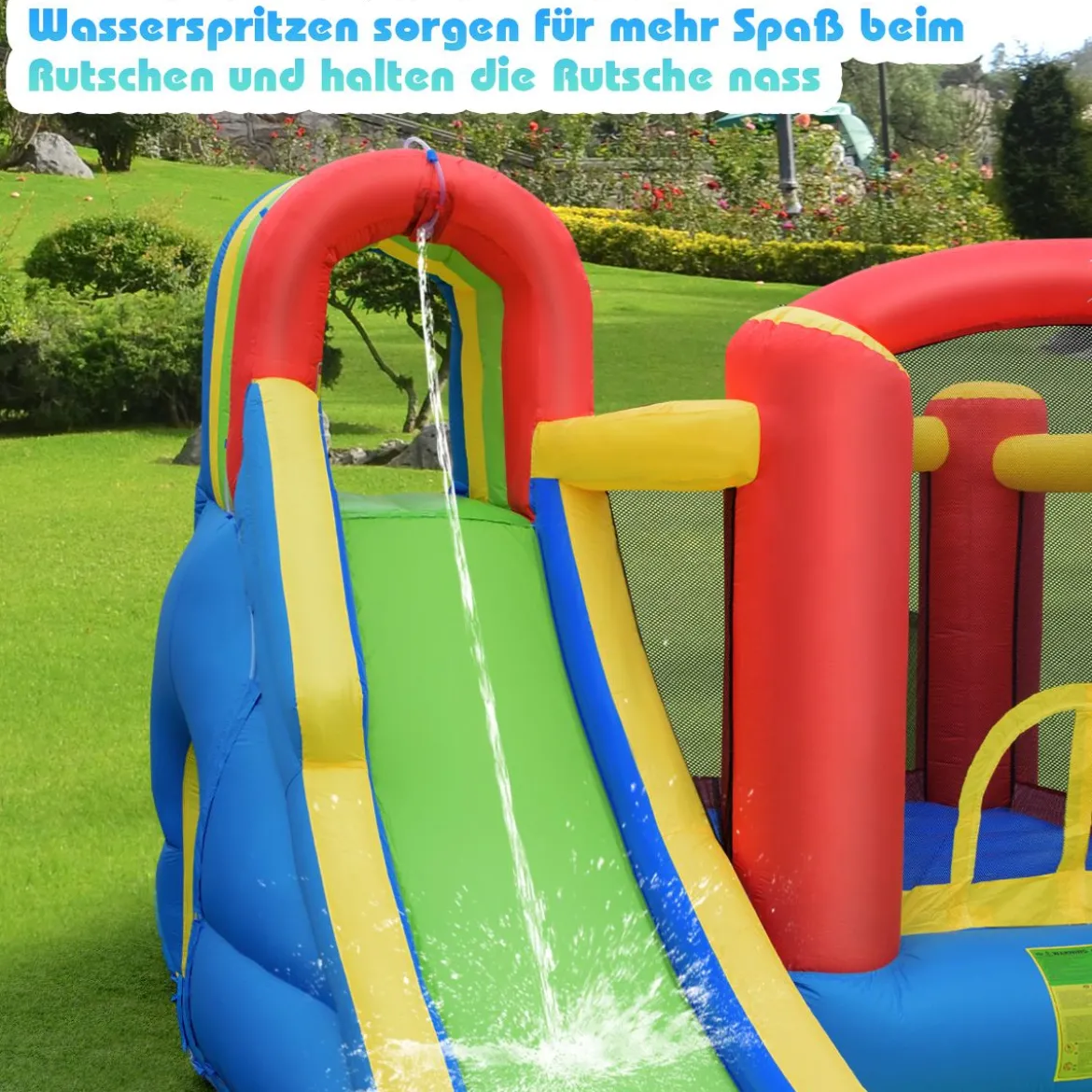 Aufblasbarer Wasserrutschen-Park mit 450W Gebläse Hüpfburg für Kinder 575 x 280 x 236 cm Bunt